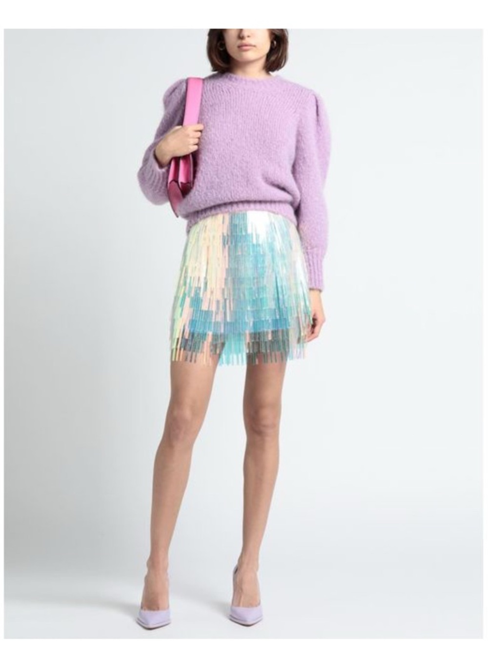 Dolce & Gabbana HOLOGRAPHIC-EFFECT FRINGED MINISKIRT